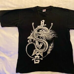 Black T-shirt with Dragon and Swords